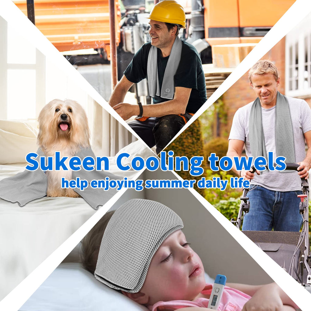 Sukeen 4 Pack Cooling Towels for Hot Weather 40"x12", Gym Towels for Men and Women, Soft Breathable Workout Towels for Yoga, Running, Sport, & More