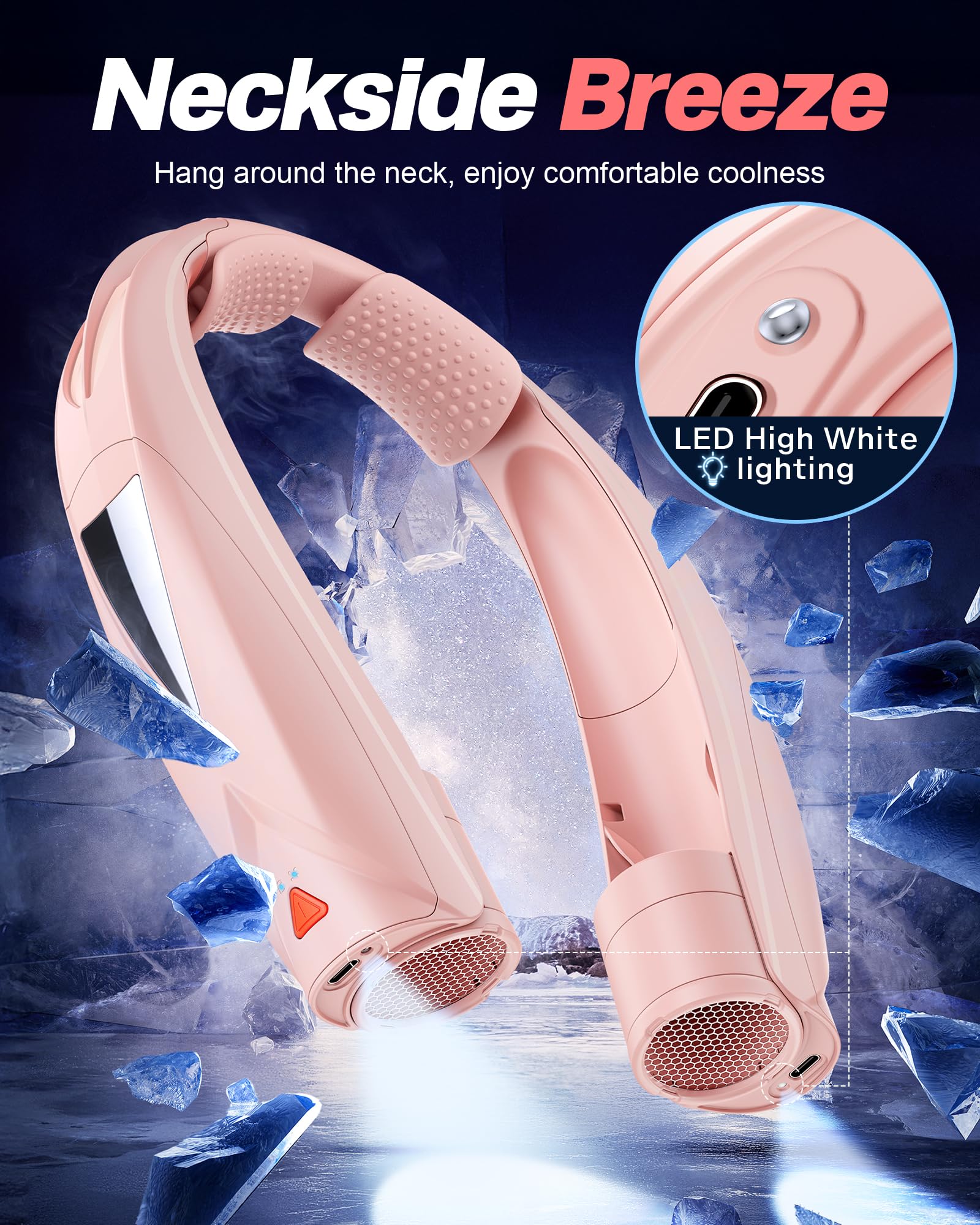 Laimiod Neck Fan - Portable Neck Fan with LED Book Light, 6-20h Long Battery Life, 6 Speeds Adjustable, USB-C Rechargeable, Hands-Free Wearable Fan, Cooling Personal Fan Gifts for Men Women Dad Mom | Comfortable Silicone Made, 6-20 Hours Long Lasting, 6 A