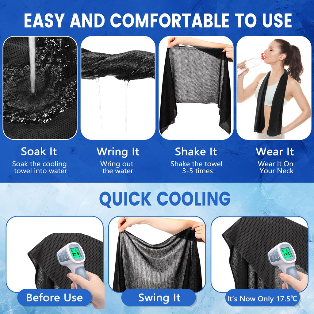 Hosuly 1000 Pack Cooling Towels Bulk 40 x 12 Inch Large Chilly Breathable Sweat Sports Cold Towels Sublimation Microfiber Ice Neck Rag for Hot Weather Workout Gym Team Gift (Dark Blue)