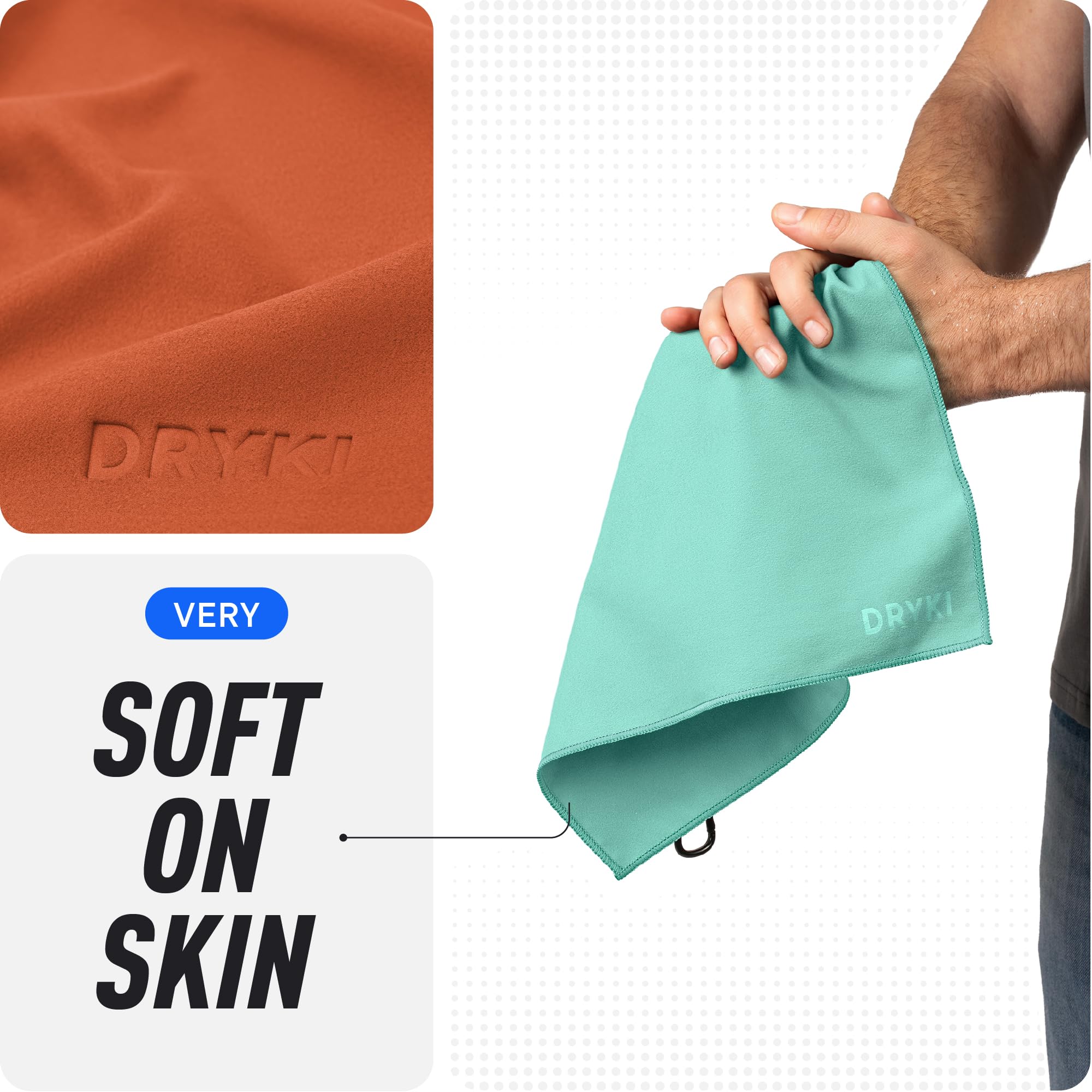 DRYKI Sweat Absorbing Handkerchiefs - The Original Pocket-Sized Sweat Towels - Quick-Dry Microfiber Sweat Rags for Face, Hands, & Body - Men & Women - Gym, Sports, and Work (Forest: 5 Pack)