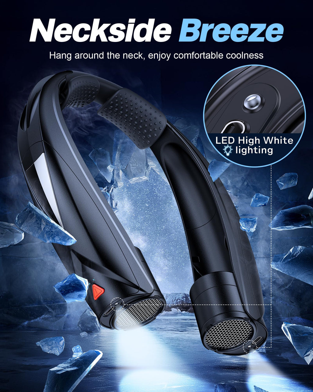 Laimiod Neck Fan - Portable Neck Fan with LED Book Light, 6-20h Long Battery Life, 6 Speeds Adjustable, USB-C Rechargeable, Hands-Free Wearable Fan, Cooling Personal Fan Gifts for Men Women Dad Mom | Comfortable Silicone Made, 6-20 Hours Long Lasting, 6 A