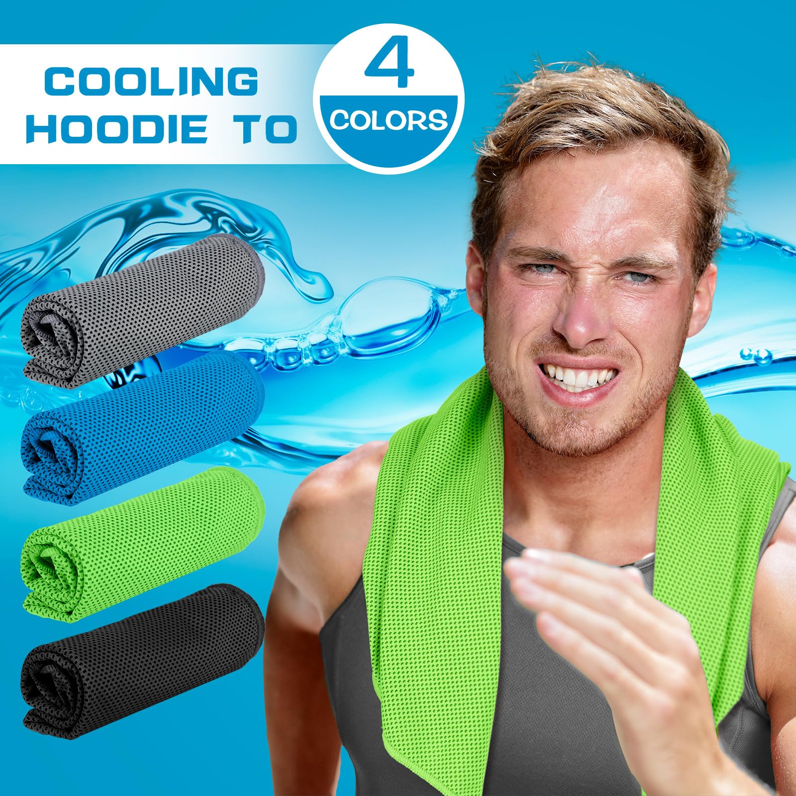 Bencailor 4 Pack Cooling Hoodie Towels Cooling Towels for Neck and Face Head Wrap UPF 50 UV Sun Protection for Sport Workout Camping(Black and Gray,Classic Style)