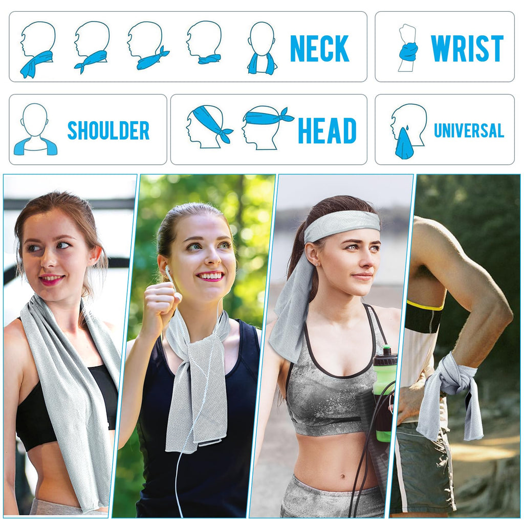 MENOLY 10 Pack Cooling Towels, Cooling Towels for Neck and Face, Sweat Microfiber Towel Soft Breathable Towel for Gym, Yoga, Camping, Running, Fitness, Workout & More Activities
