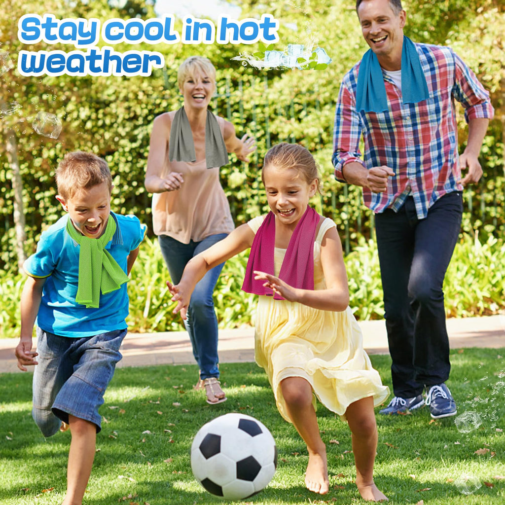 4 Pack Mini Cooling Towels (30"x9") - Kids Cooling Towel, Soft Breathable Cooling Neck Wraps with UPF 50 Sun Protection for Boys Girls Running Exercise Parent-child Activities School Outdoor Sports
