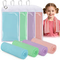 4 Pack Mini Cooling Towels (30"x9") - Kids Cooling Towel, Soft Breathable Cooling Neck Wraps with UPF 50 Sun Protection for Boys Girls Running Exercise Parent-child Activities School Outdoor Sports