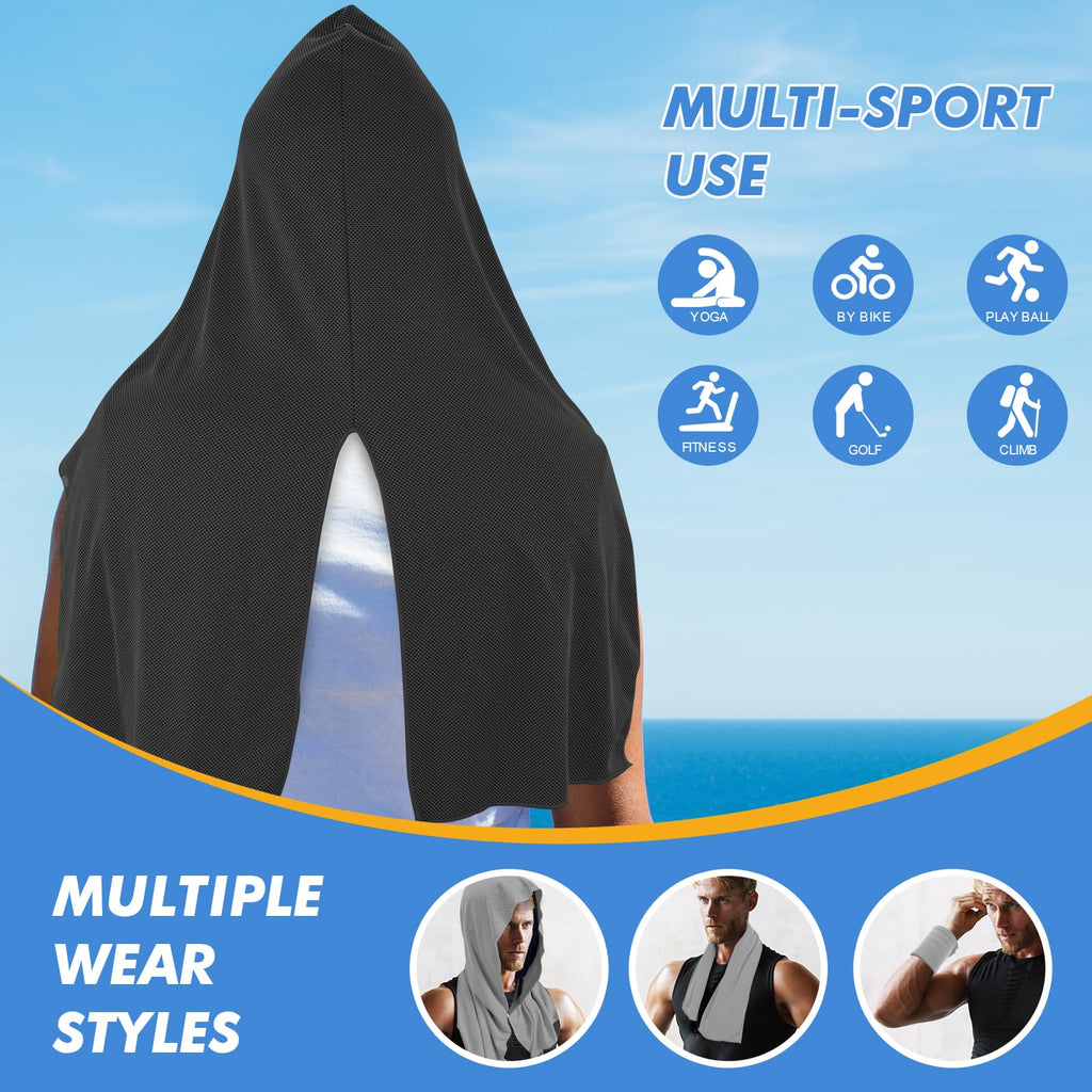 CSITE Cooling Hoodie Towels, Instant Cooling Towels for Neck and Face, UPF 50 Sun Protection, Ice Towel for Hot Weather, Head Towel for Sports, Camping, Cycling & More Activities
