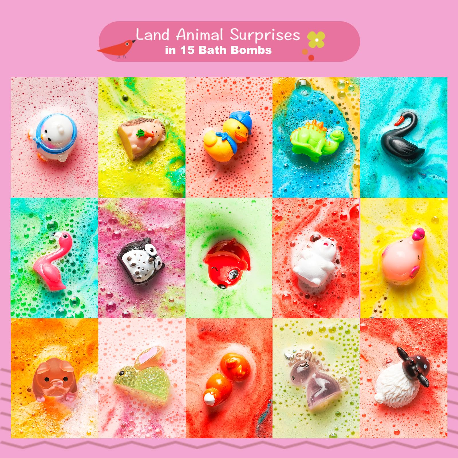 Sea Surprise Bath Bombs for Kids, 15 Pack Organic Fizzy Bath Bombs Gift Set with Hidden Ocean Toys, Gentle & Scented, Kid-Safe & Fun Bath Time, Ideal Christmas Gift & Stocking Stuffer for Kids