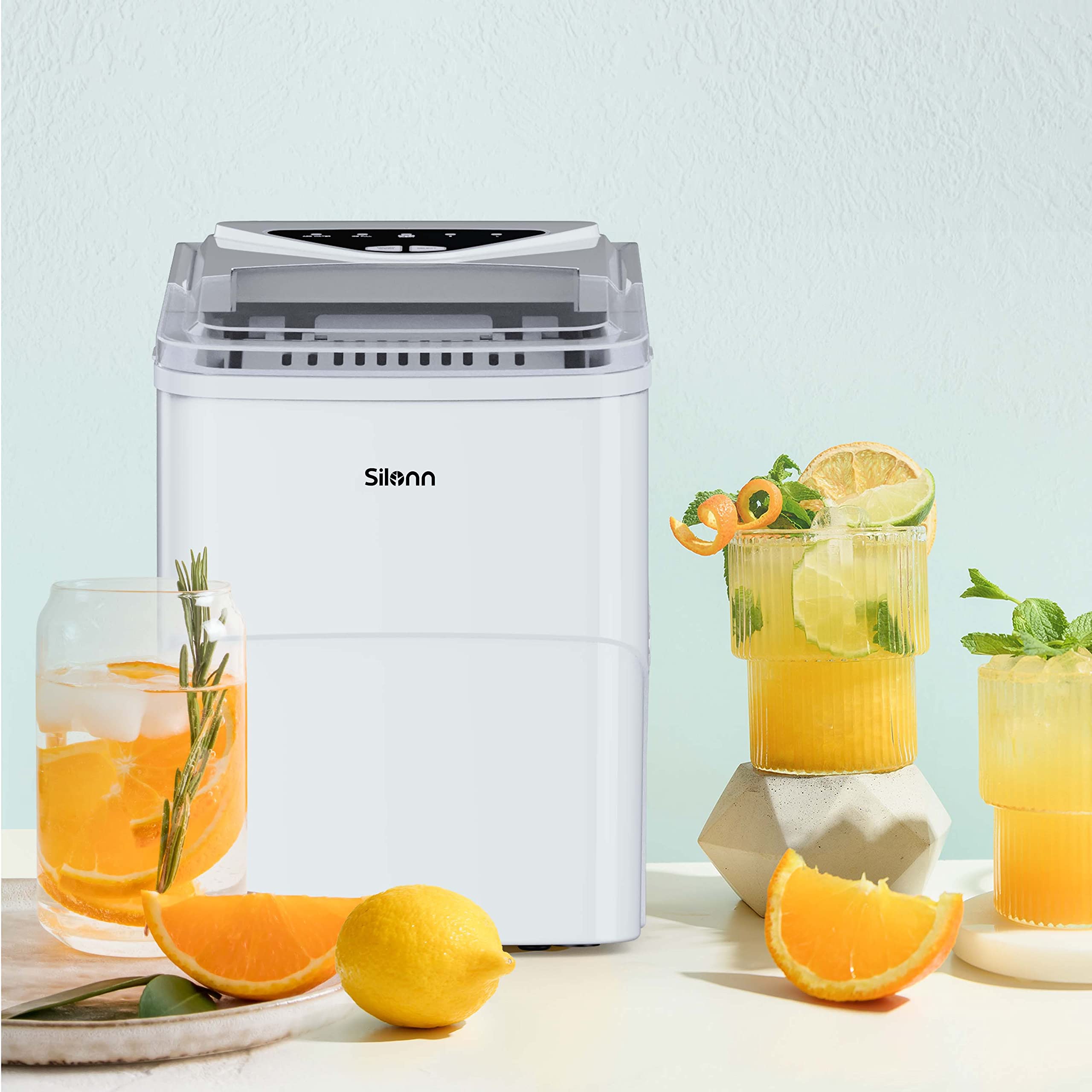 Silonn Nugget Ice Maker Countertop, Pellet Ice Machine with Self-Cleaning Function, Sonic Ice Maker Produces 36lbs of Chewable Ice in 24 Hours, Ideal for Home Kitchen and Office (Black)