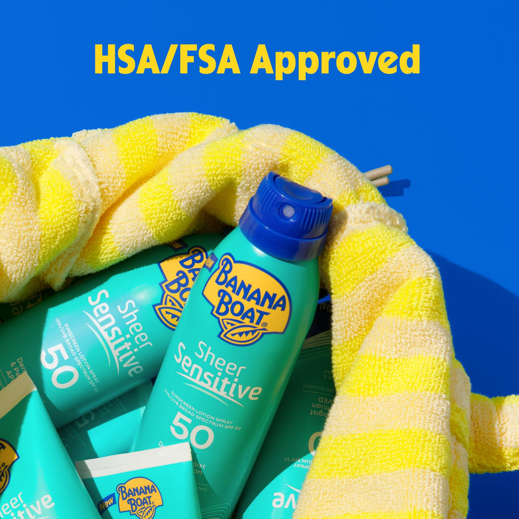 Banana Boat Sheer Sensitive Sunscreen Spray SPF 50, 6 Oz