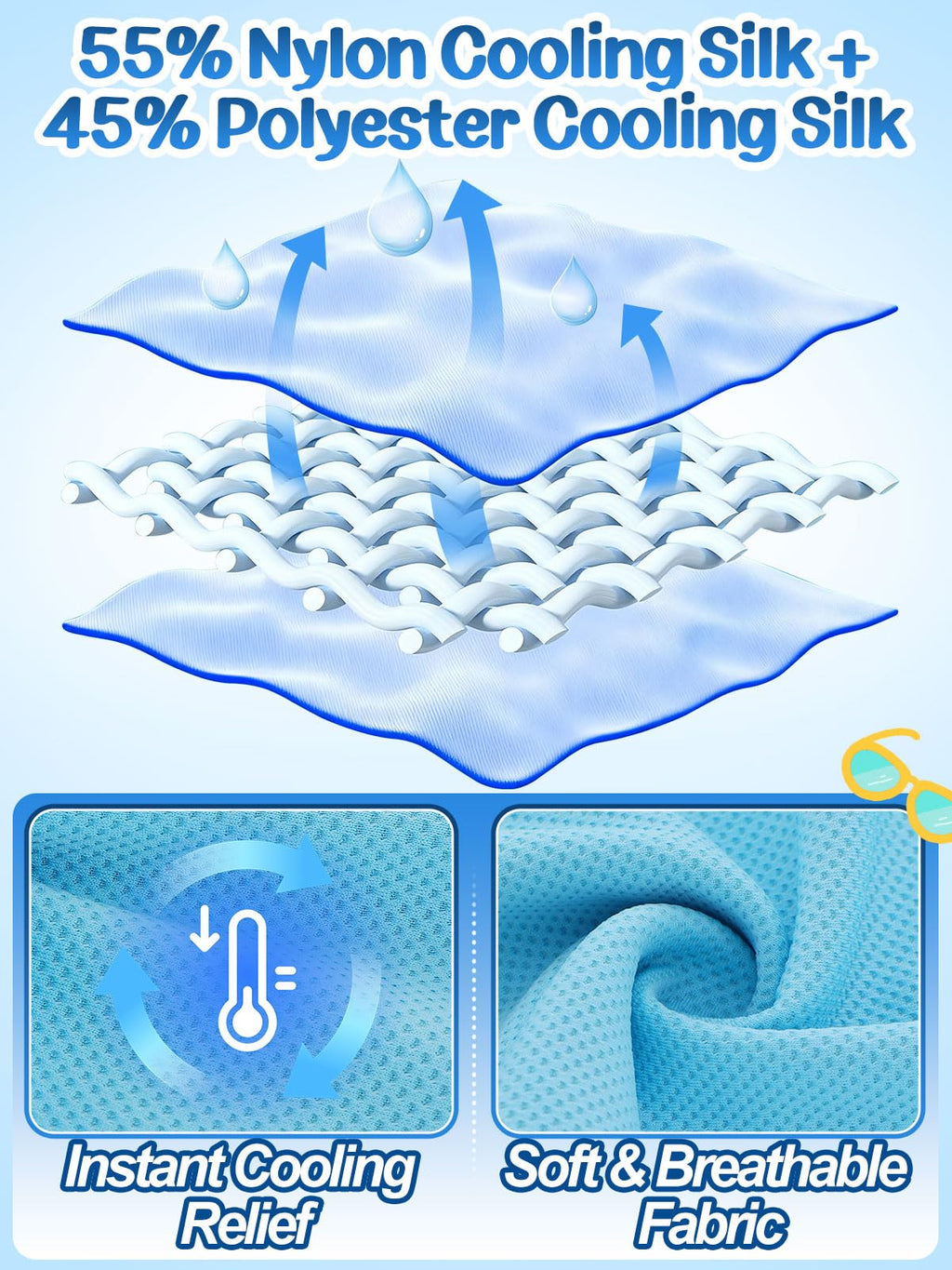 4 Pack Mini Cooling Towels (30"x9") - Kids Cooling Towel, Soft Breathable Cooling Neck Wraps with UPF 50 Sun Protection for Boys Girls Running Exercise Parent-child Activities School Outdoor Sports