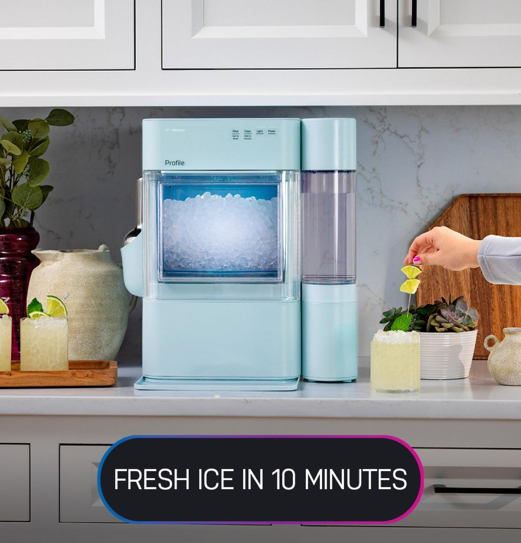 GE Profile Opal Ultra, Countertop Nugget Ice Maker, 1 Gal XL Side Tank, *Amazon Exclusive*, 38 lbs/Day, Pebble Pellet Crushed Ice Machine, WiFi Black Stainless Steel