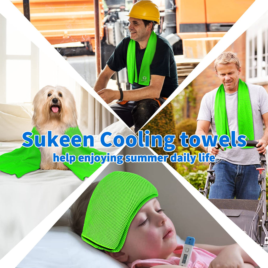 Sukeen 4Pack Cooling Towel (40"x12"),Ice Towel,Soft Breathable Chilly Towel,Microfiber Towel for Yoga,Sport,Running,Gym,Workout,Camping,Fitness,Workout & More Activities