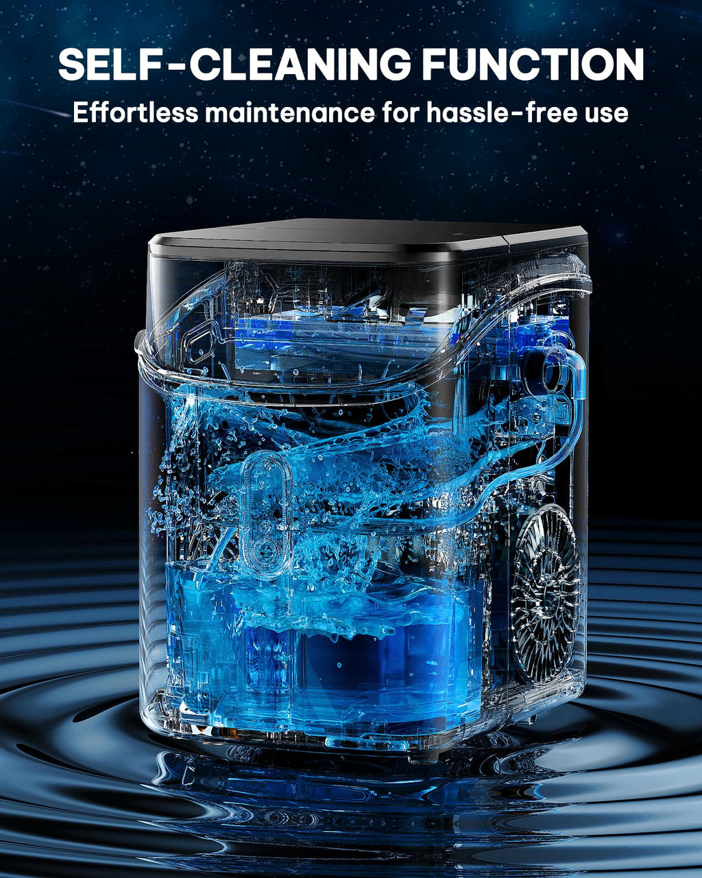 Silonn Nugget Ice Maker Countertop, Pellet Ice Machine with Self-Cleaning Function, Sonic Ice Maker Produces 36lbs of Chewable Ice in 24 Hours, Ideal for Home Kitchen and Office (Black)