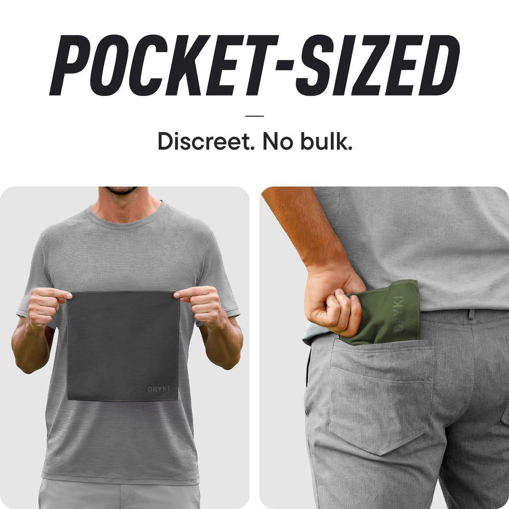 DRYKI Sweat Absorbing Handkerchiefs - The Original Pocket-Sized Sweat Towels - Quick-Dry Microfiber Sweat Rags for Face, Hands, & Body - Men & Women - Gym, Sports, and Work (Forest: 5 Pack)