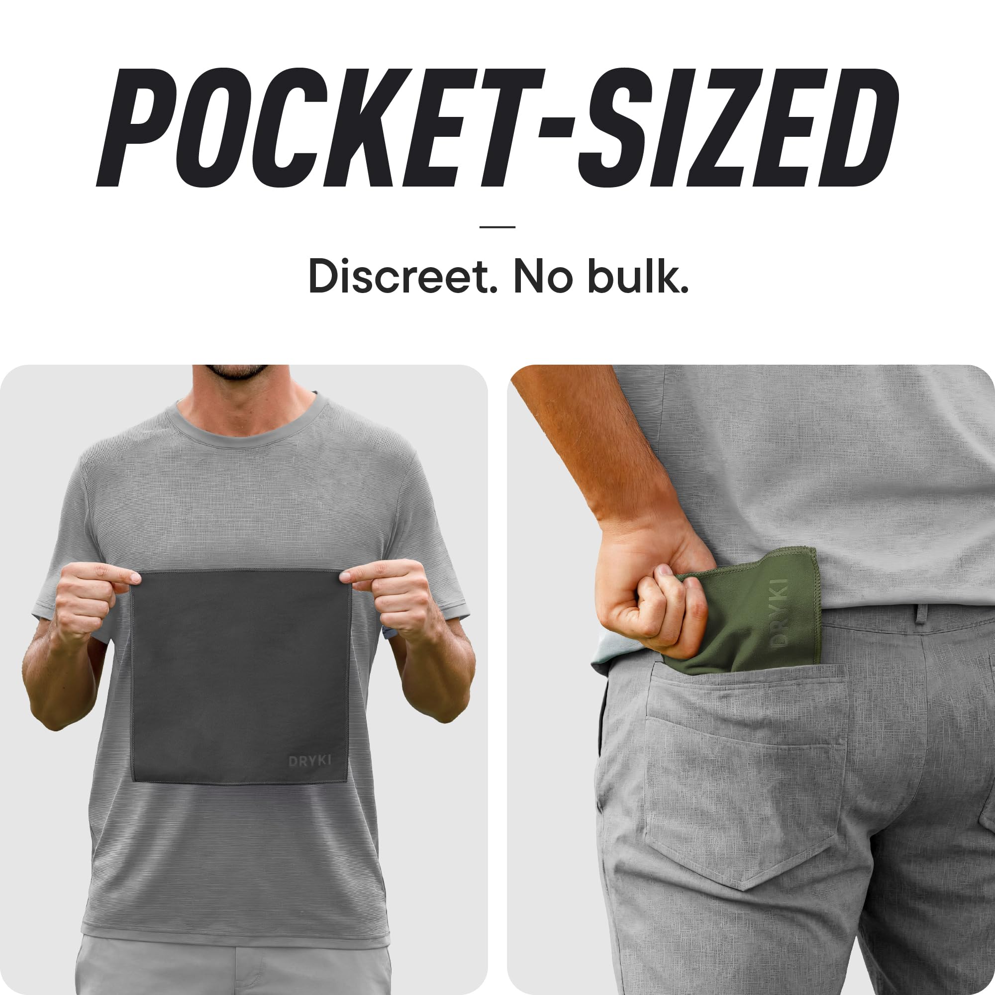 DRYKI Sweat Absorbing Handkerchiefs - The Original Pocket-Sized Sweat Towels - Quick-Dry Microfiber Sweat Rags for Face, Hands, & Body - Men & Women - Gym, Sports, and Work (Forest: 5 Pack)
