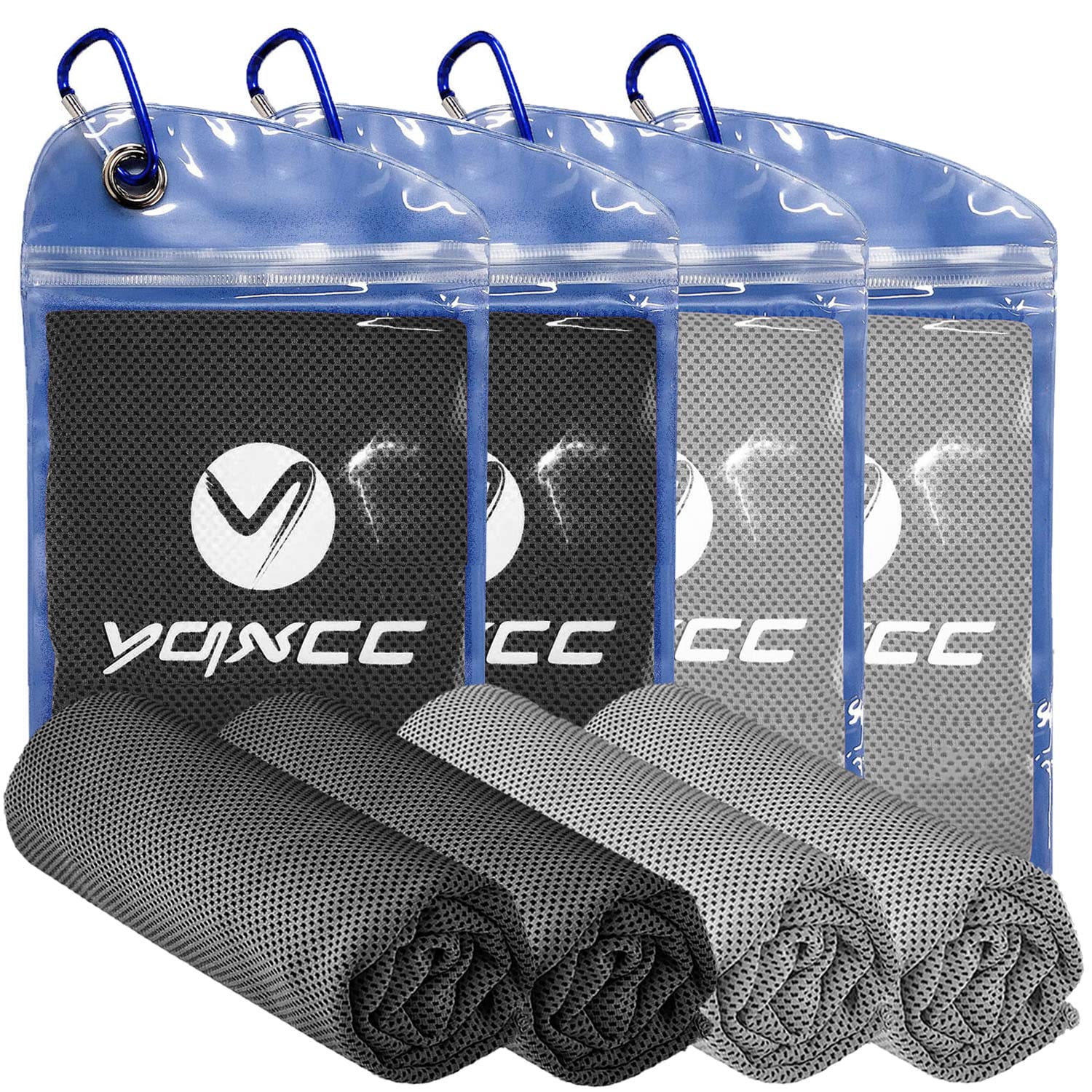 YQXCC 4 Pack Cooling Towels (47"x12"), Ice Cool Neck Towel, Soft Breathable Microfiber for Yoga, Golf, Gym, Running, Camping & Hot Weather