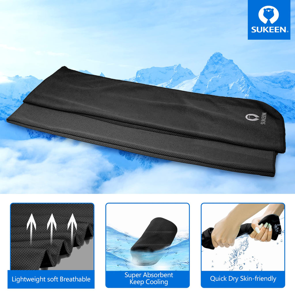 Sukeen 4Pack Cooling Towel (40"x12"),Ice Towel,Soft Breathable Chilly Towel,Microfiber Towel for Yoga,Sport,Running,Gym,Workout,Camping,Fitness,Workout & More Activities