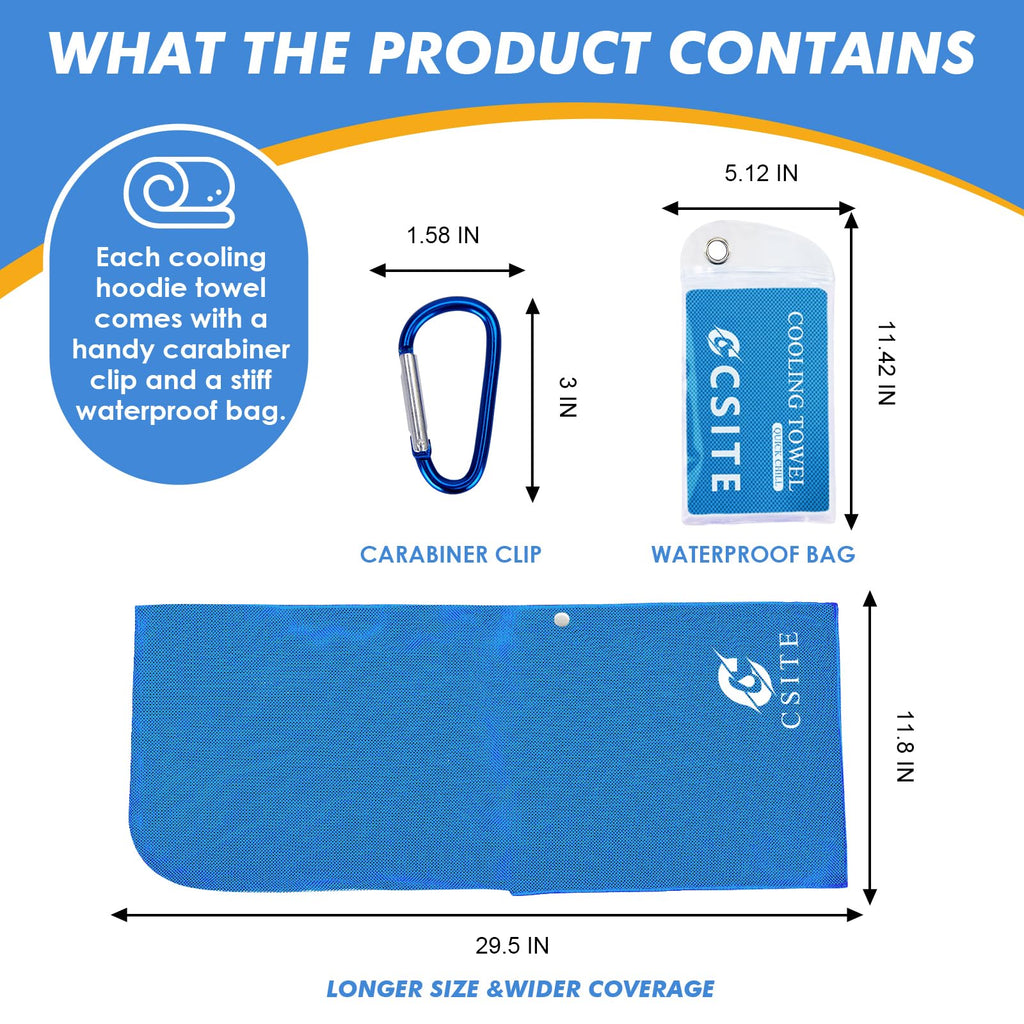 CSITE Cooling Hoodie Towels, Instant Cooling Towels for Neck and Face, UPF 50 Sun Protection, Ice Towel for Hot Weather, Head Towel for Sports, Camping, Cycling & More Activities