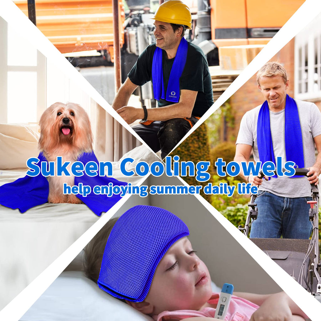 Sukeen 4Pack Cooling Towel (40"x12"),Ice Towel,Soft Breathable Chilly Towel,Microfiber Towel for Yoga,Sport,Running,Gym,Workout,Camping,Fitness,Workout & More Activities