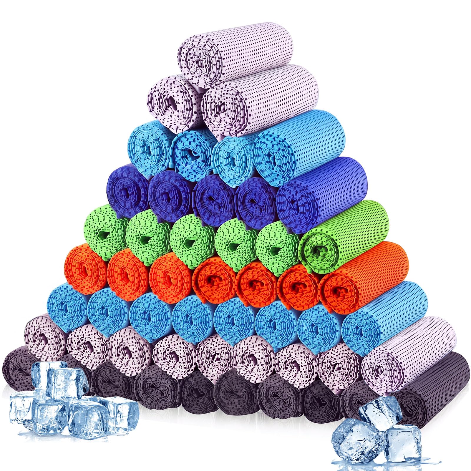 Maitys 500 Pcs Cooling Towel Bulk 32 x 12 Inch Microfiber Ice Towel Cold Soft Breathable Sport Towels for Neck and Face Chilly Sweat Towels for Hot Weather Athletes Gym Yoga Workout (Multicolor)