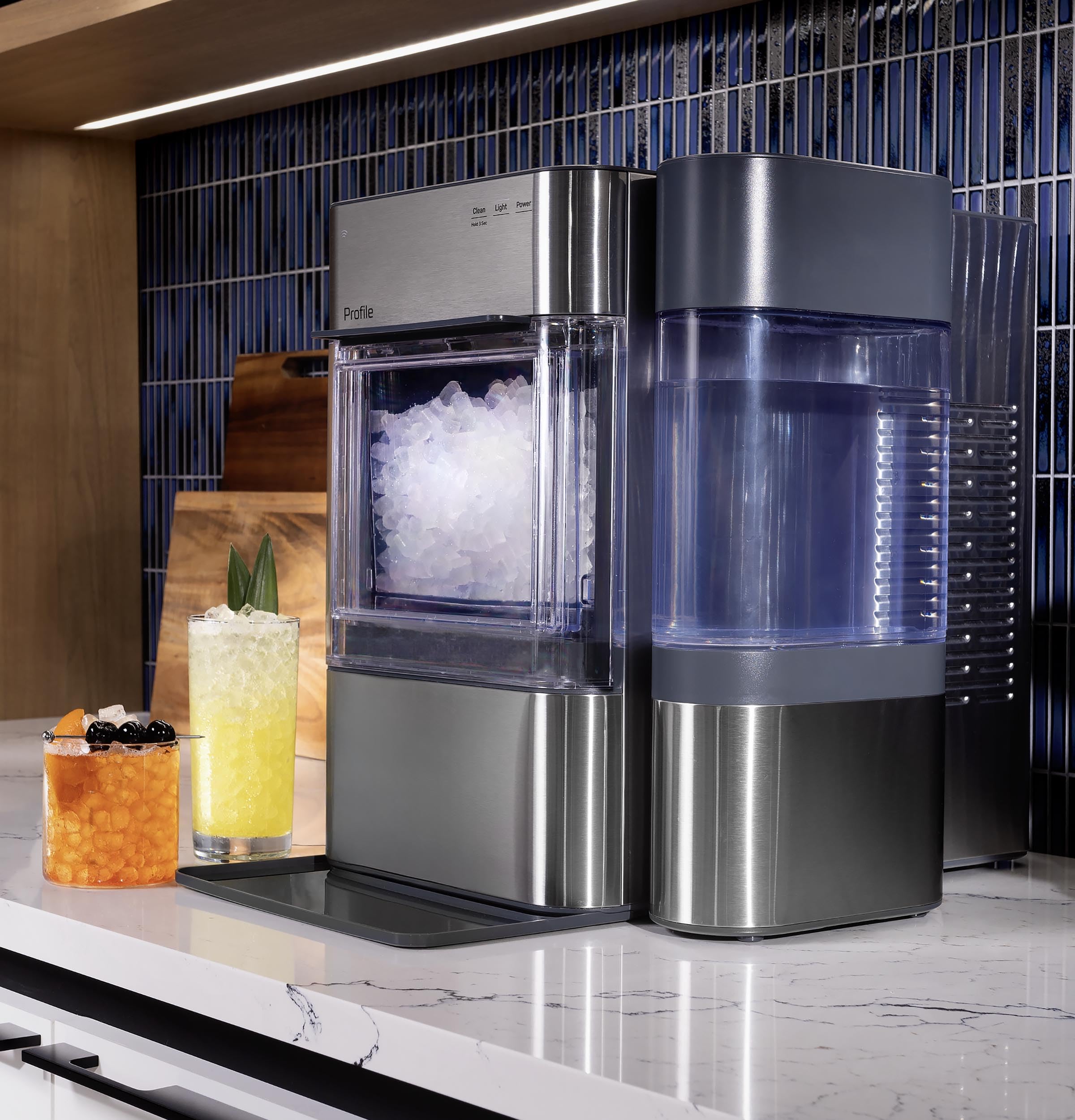 GE Profile Opal Ultra, Countertop Nugget Ice Maker, 1 Gal XL Side Tank, *Amazon Exclusive*, 38 lbs/Day, Pebble Pellet Crushed Ice Machine, WiFi Black Stainless Steel