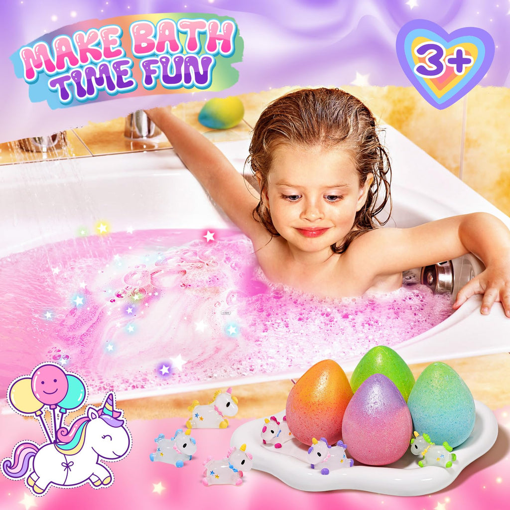 Qivatex Bath Bombs for Kids with Dinosaur Toys Inside, Natural Organic | Fun Bubble Bath Gift Set, Perfect for Fathers Day & Kids Birthday Presents. Gentle Formula for Daily Bath Time