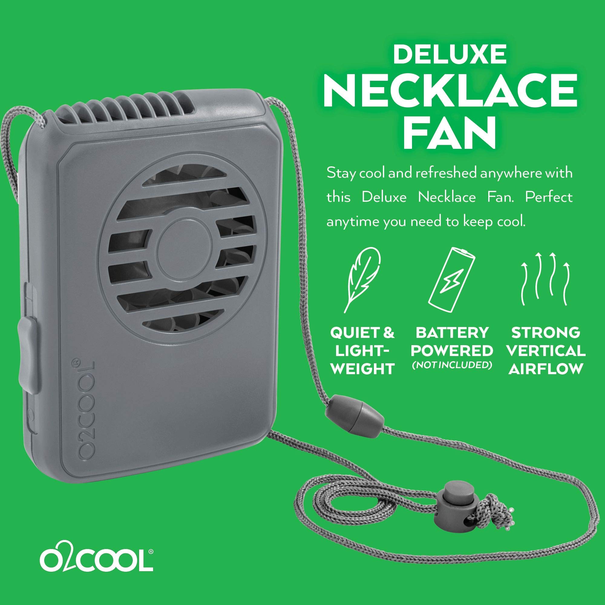 O2COOL Deluxe Personal Necklace Fan | Hands- Free, Battery Operated Wearable Mini Cooling Device for Beach, Sporting Events, Camping (4 Pack Random Colors)