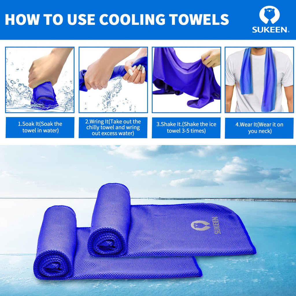 Sukeen Cooling Towel for Neck and Face (40"x12"), Microfiber Bulk Cooling Towels for Athletes Cooling Neck Wraps Instant Cooling Towels for Yoga,Gym,Golf,Running,Fitness and Workout