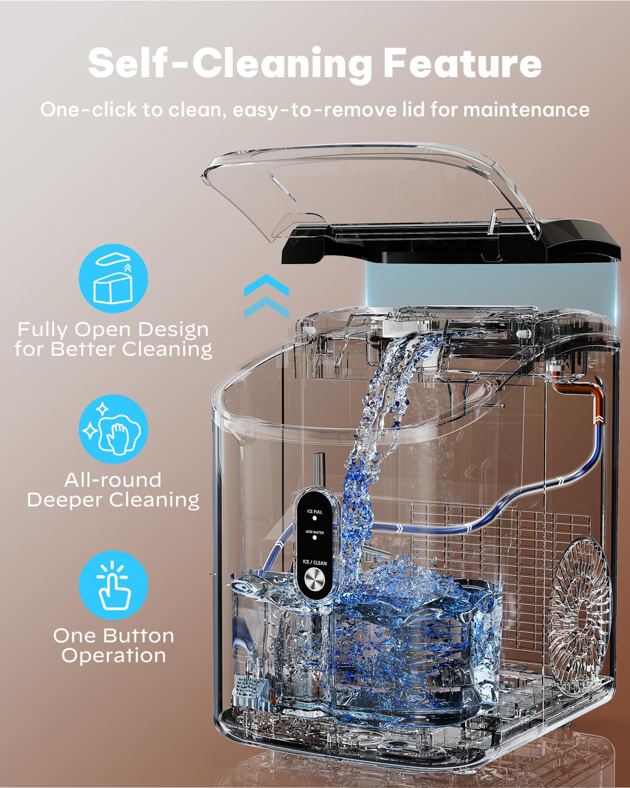 Silonn Nugget Ice Maker Countertop, Pellet Ice Machine with Self-Cleaning Function, Sonic Ice Maker Produces 36lbs of Chewable Ice in 24 Hours, Ideal for Home Kitchen and Office (Black)