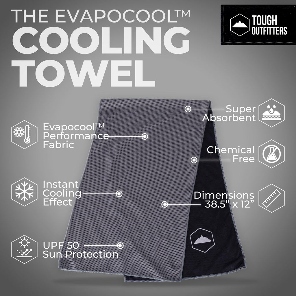 Tough Outdoors Cooling Towels for Neck Face - Neck Cooling Towel for Hot Weather Yoga Sports Golf Sweat - Instant Cold Towel