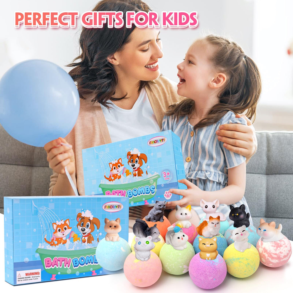 Bath Bombs for Kids with Surprise Inside Kids Bath Bombs with Toys for Boys Girls Handmade Fizzy Balls Bubble Bath Bomb Gift Set for Christmas New Year