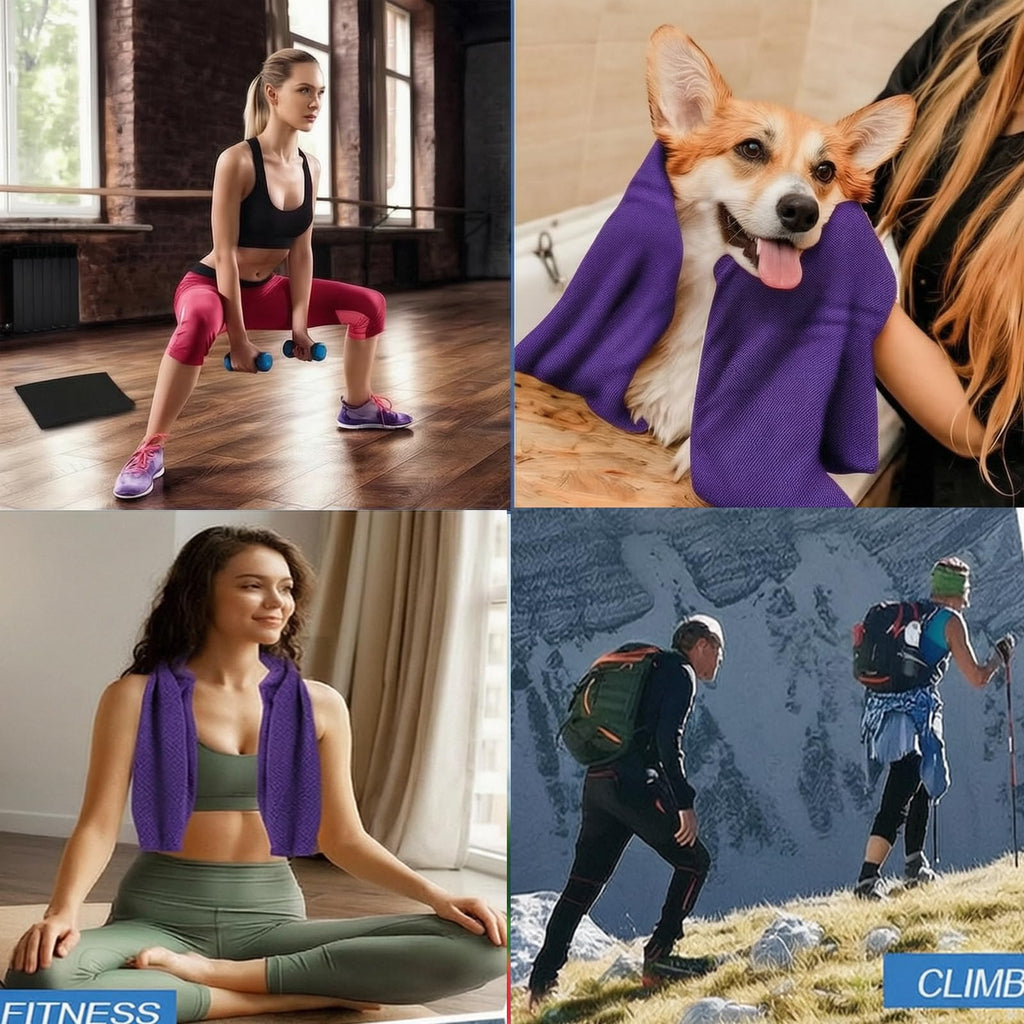 4 Pack Cooling Towels Cloth for Neck and Face, Ice Cool Towel Cold Rags for Sports Gym Fitness Yoga Running Tennis Baseball Hiking Camping(Y-4PACK-02)