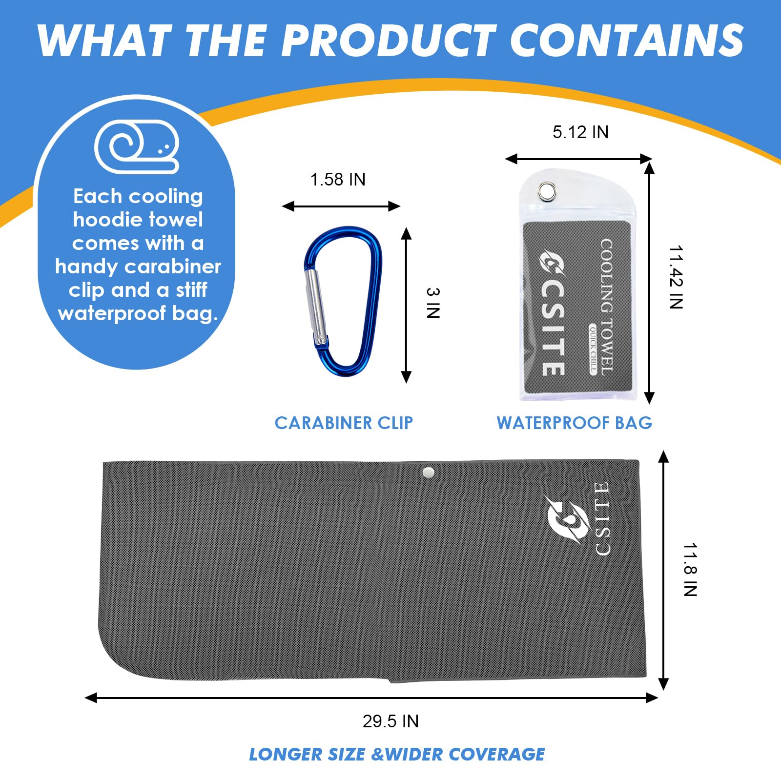 CSITE Cooling Hoodie Towels, Instant Cooling Towels for Neck and Face, UPF 50 Sun Protection, Ice Towel for Hot Weather, Head Towel for Sports, Camping, Cycling & More Activities