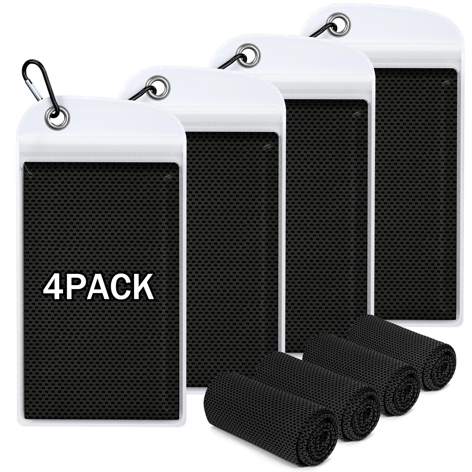 Hemndic 4 Pack Cooling Towels (40"x12"), Soft Breathable Cooling Towels for Neck and Face, Microfiber Workout Towels for Yoga, Golf, Running, Hiking & More Activities