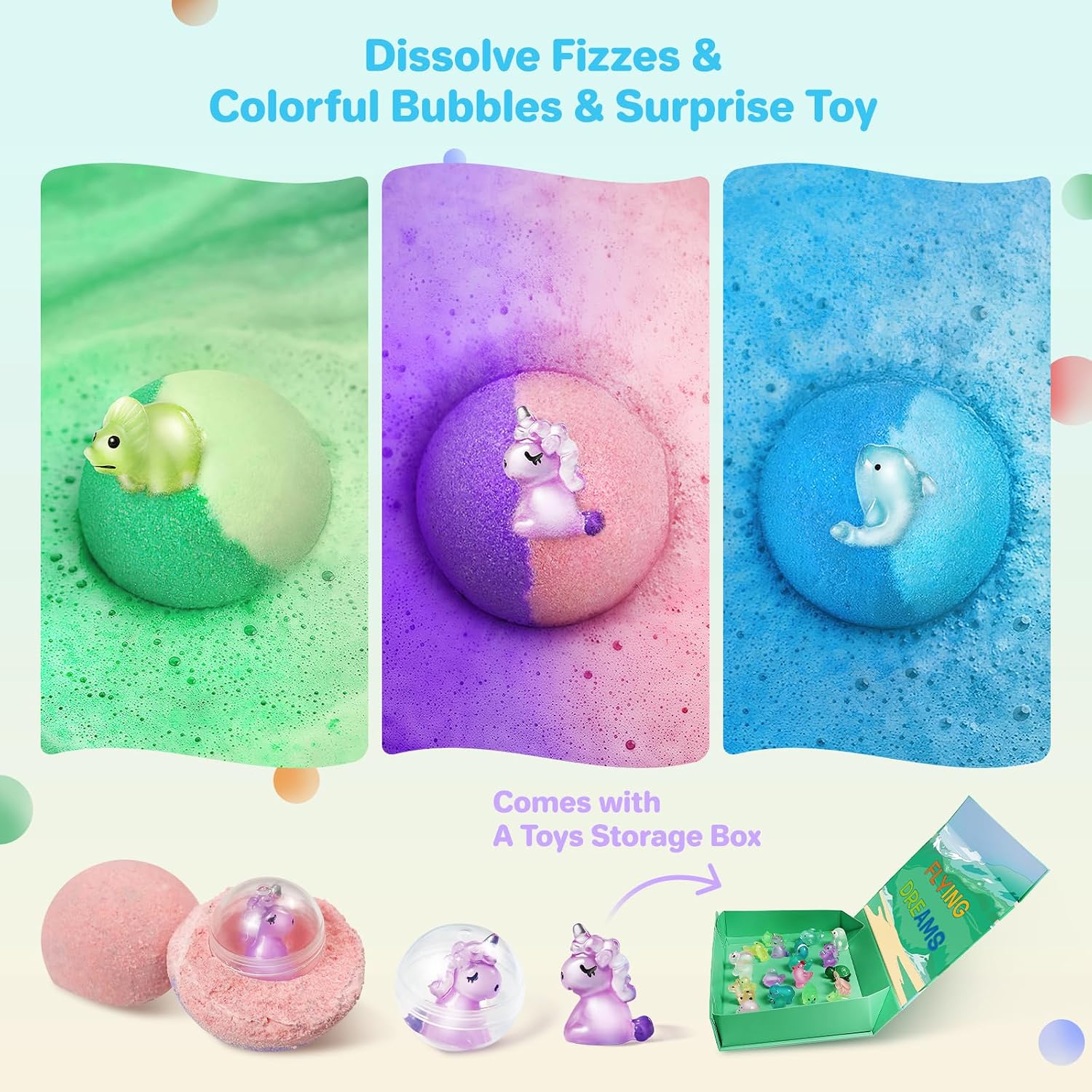 Bath Bombs for Kids with Toys Inside - 24 Pack Kid Bath Bombs with Glow in The Dark Surprise Toys Inside, Child-Safe Natural Bath Bombs, Birthday Gifts for Kids Girls Boys, Organic Bubble Bath Fizzy