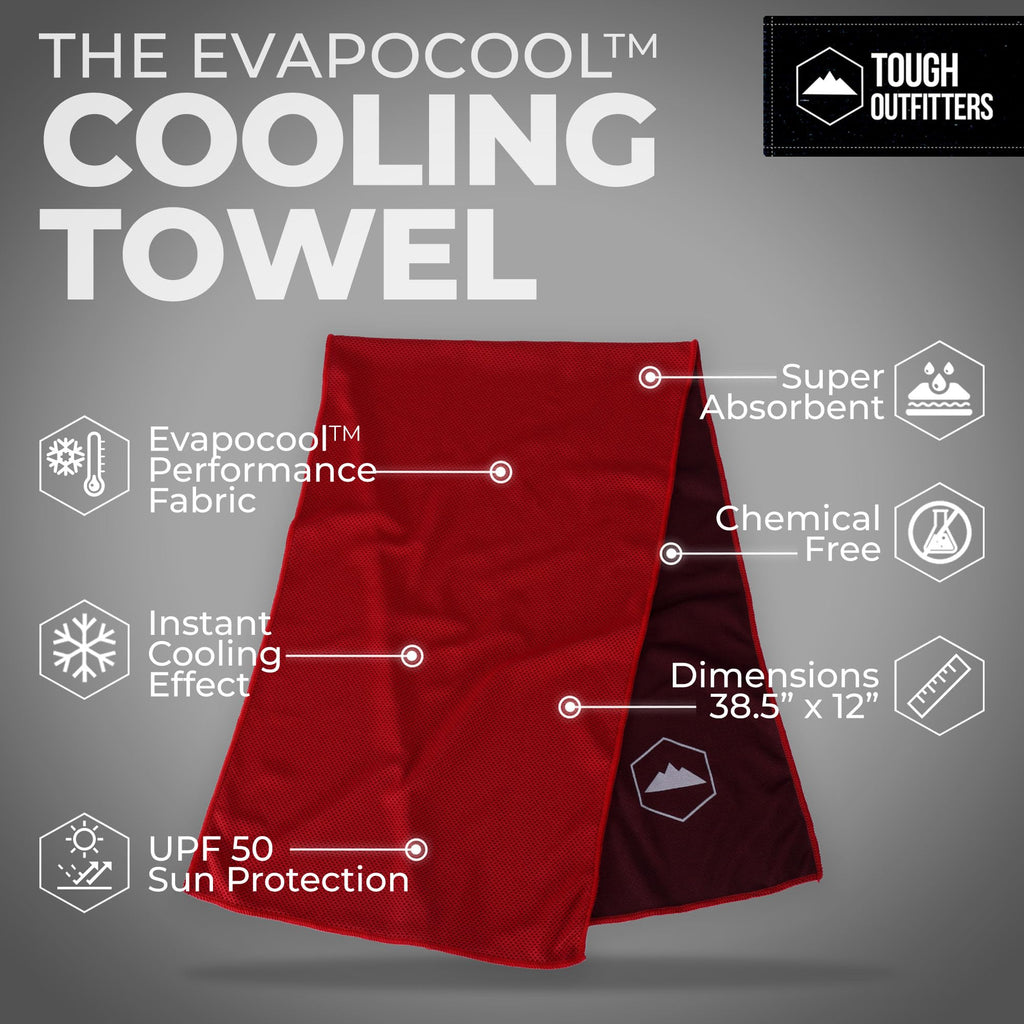 Tough Outdoors Cooling Towels for Neck Face - Neck Cooling Towel for Hot Weather Yoga Sports Golf Sweat - Instant Cold Towel