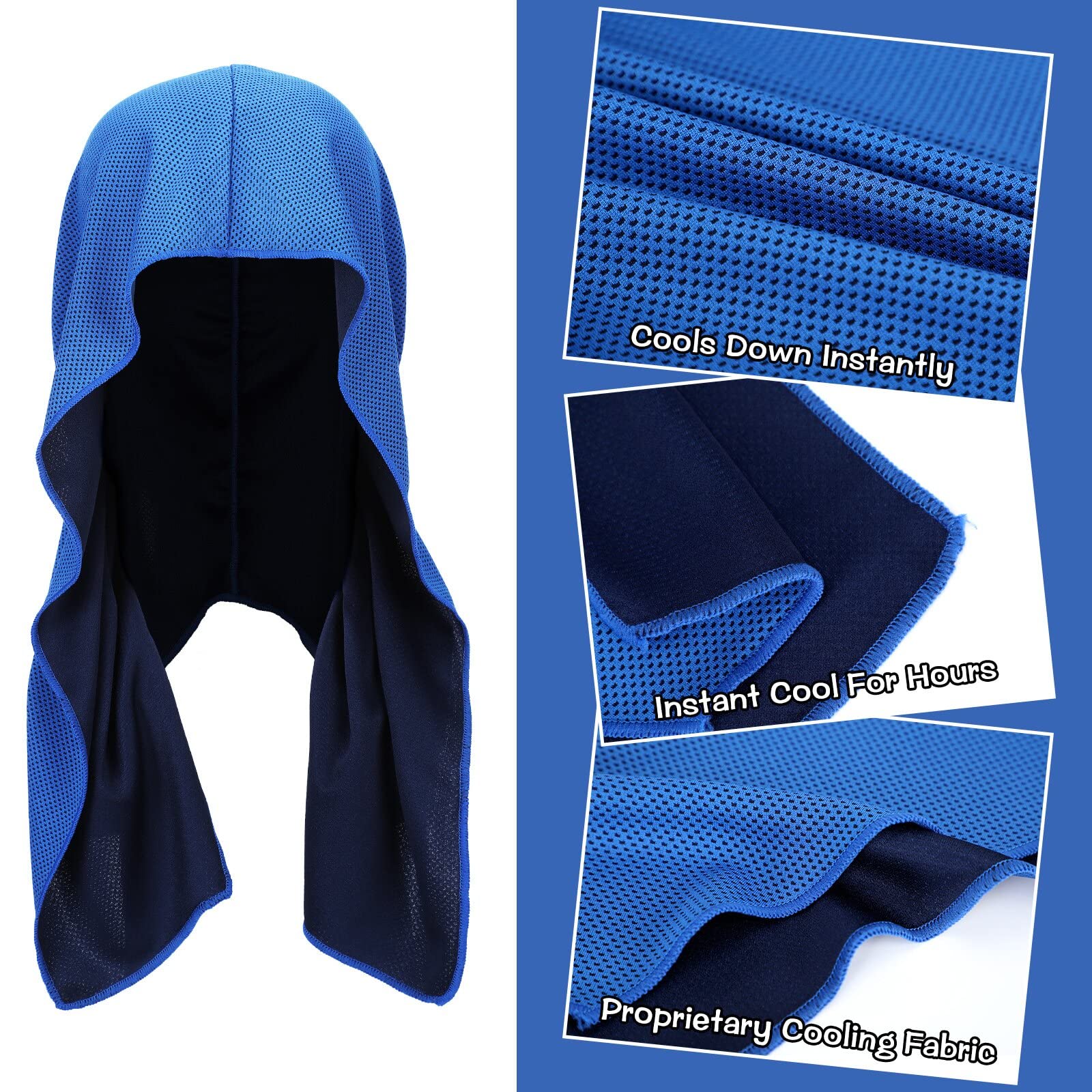 Bencailor 6 Pcs Cooling Hoodie Towel for Face Sport Hood Towel Cooling Towels Neck Cooler Cooling Neck Wraps Soft Breathable Chilly Camping Towels Absorbent Microfiber Towel