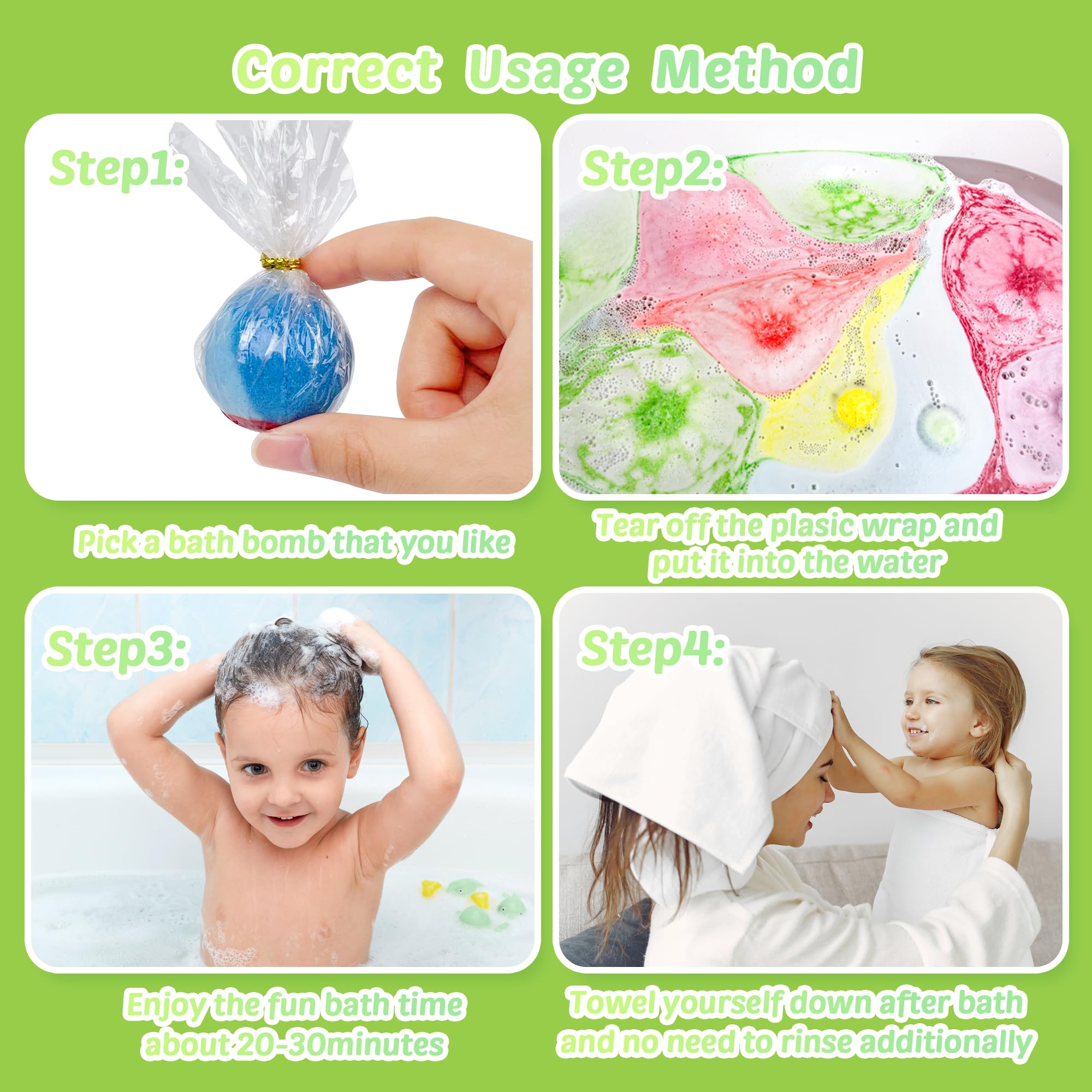 Bath Bombs for Kids, 12 Pcs Bath Bombs with Glow in The Dark Dinosura Surprise Inside, Handmade Organic Bubble Bath Ball Gift Set for Boys and Girls, Gift for Birthday Christmas Easter