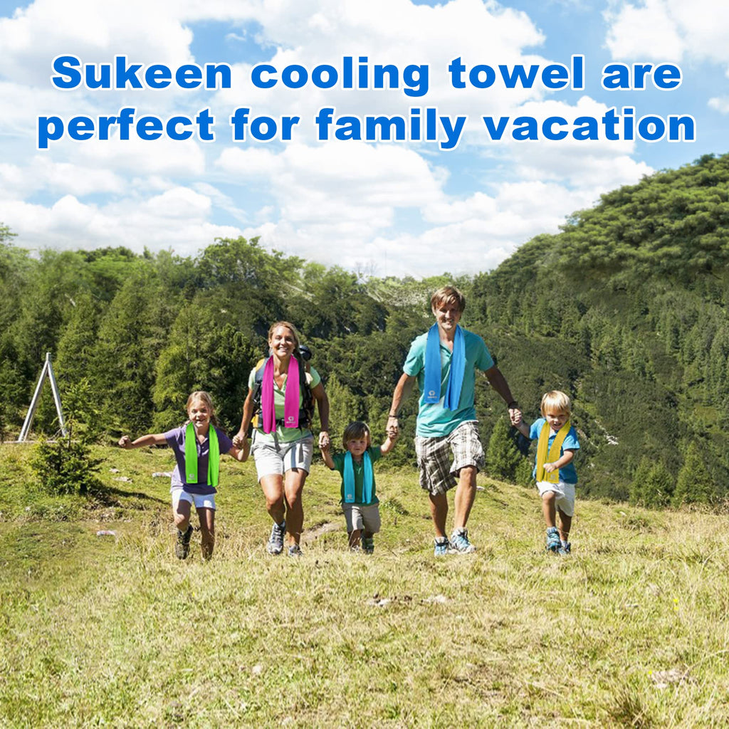 Sukeen 4Pack Cooling Towel (40"x12"),Ice Towel,Soft Breathable Chilly Towel,Microfiber Towel for Yoga,Sport,Running,Gym,Workout,Camping,Fitness,Workout & More Activities