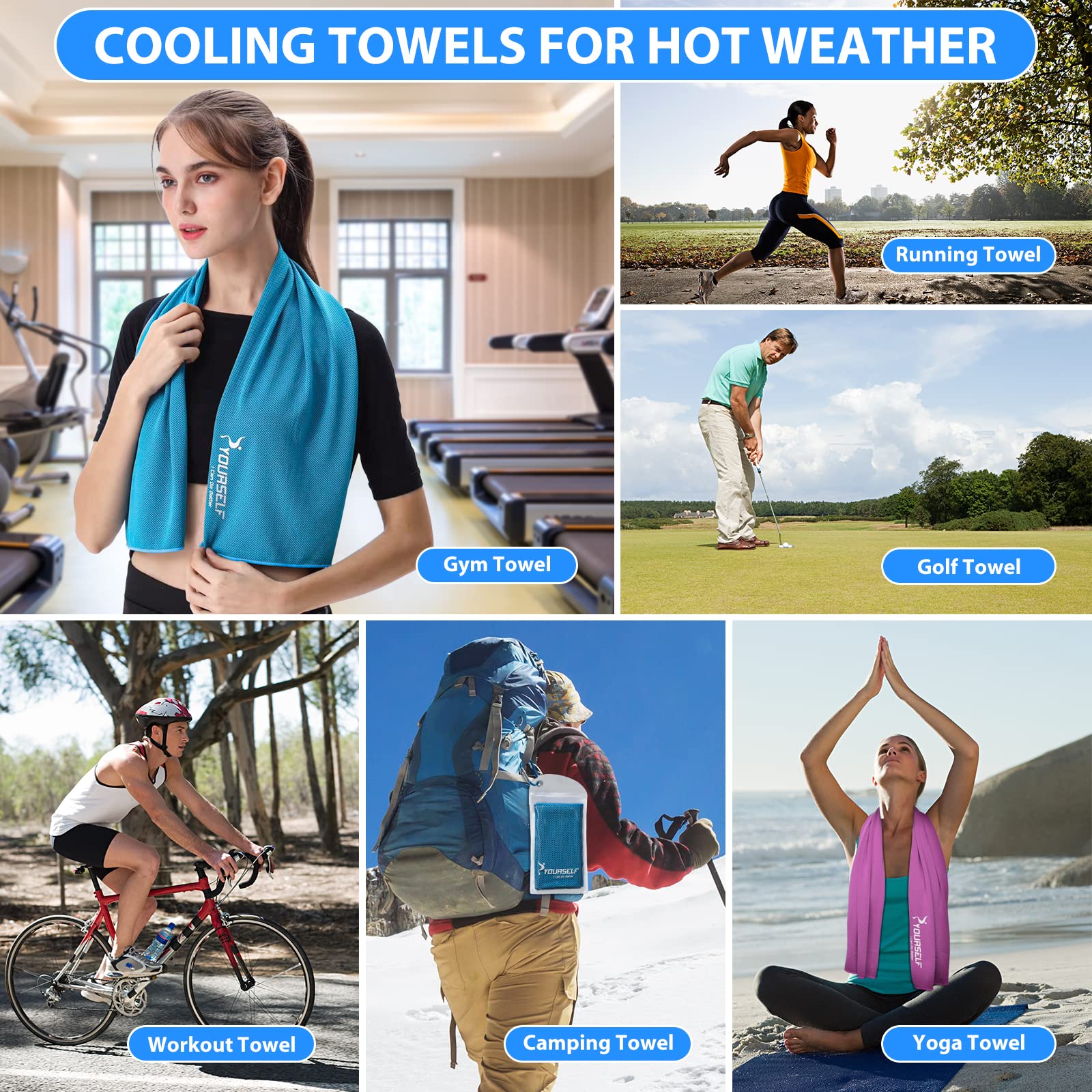 SYOURSELF Cooling Towel, Cooling Towels for Neck,40" x 12"Ice Towel for Instant Cooling Relief, Soft Breathable Chilly Towel, Perfect Yoga, Golf, Sports, Gym, Workout, Athletes Towel (1PC-Orange)