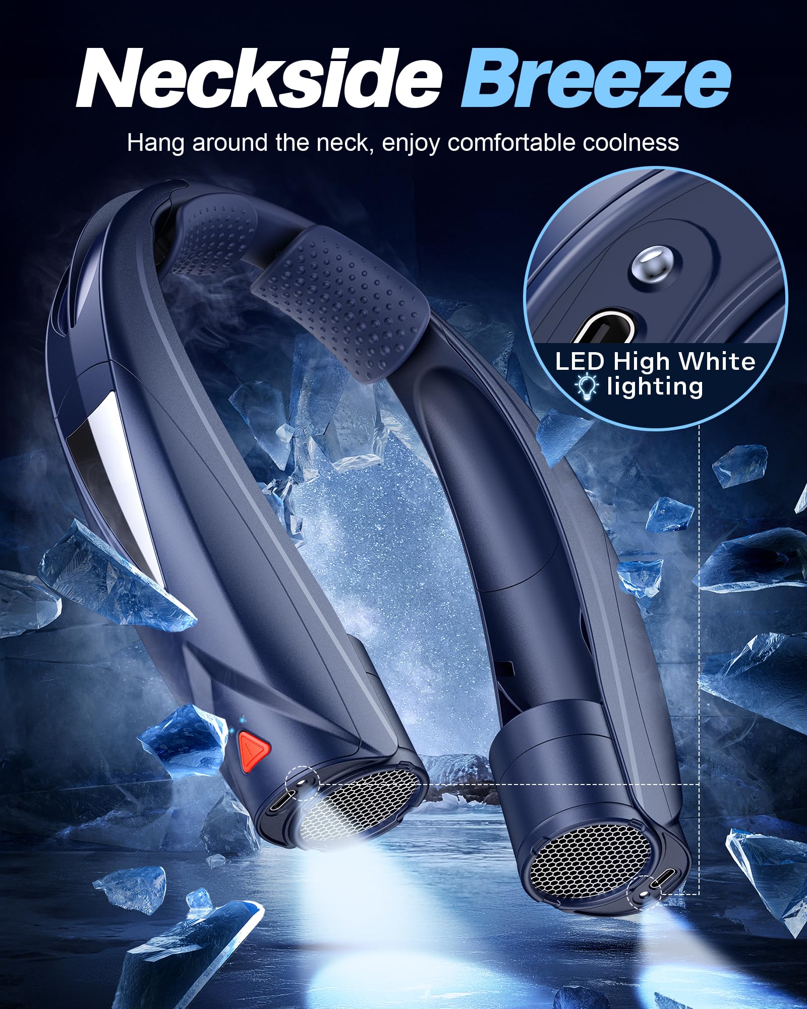 Laimiod Neck Fan - Portable Neck Fan with LED Book Light, 6-20h Long Battery Life, 6 Speeds Adjustable, USB-C Rechargeable, Hands-Free Wearable Fan, Cooling Personal Fan Gifts for Men Women Dad Mom | Comfortable Silicone Made, 6-20 Hours Long Lasting, 6 A