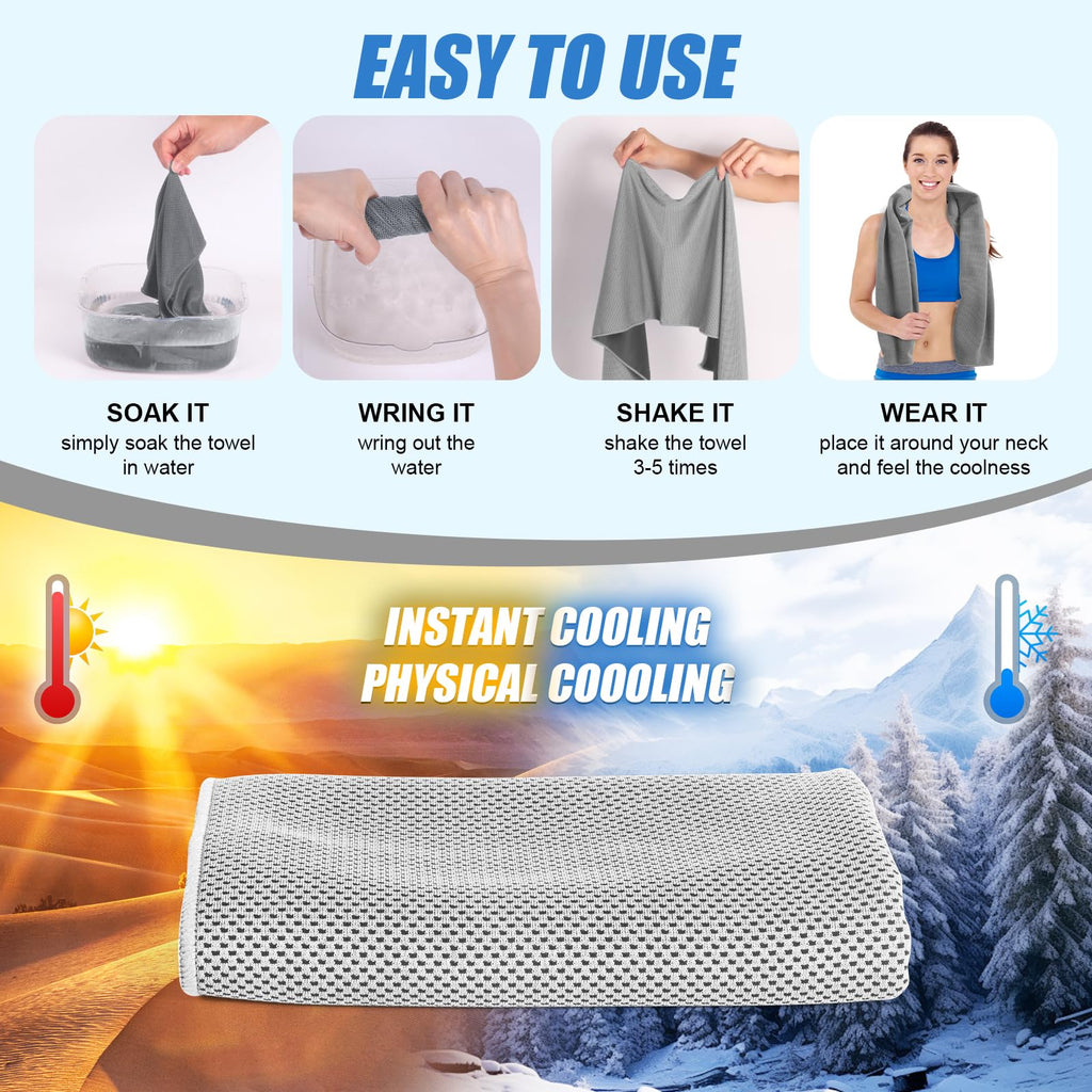 4 Pack Cooling Towels Cloth for Neck and Face, Ice Cool Towel Cold Rags for Sports Gym Fitness Yoga Running Tennis Baseball Hiking Camping(Y-4PACK-02)
