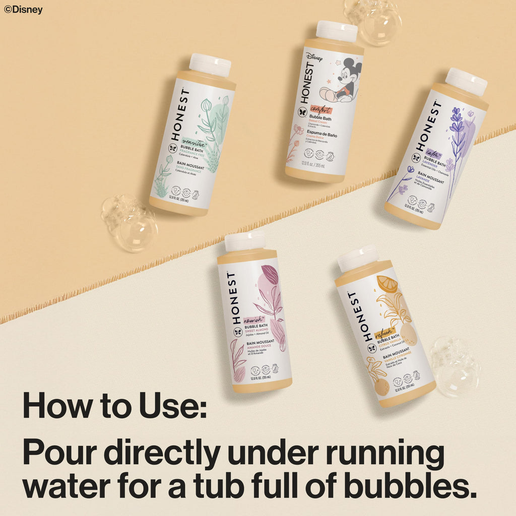 The Honest Company Foaming Bubble Bath, Naturally Derived, Tear-free, Hypoallergenic, Citrus Vanilla Refresh, 12 fl oz