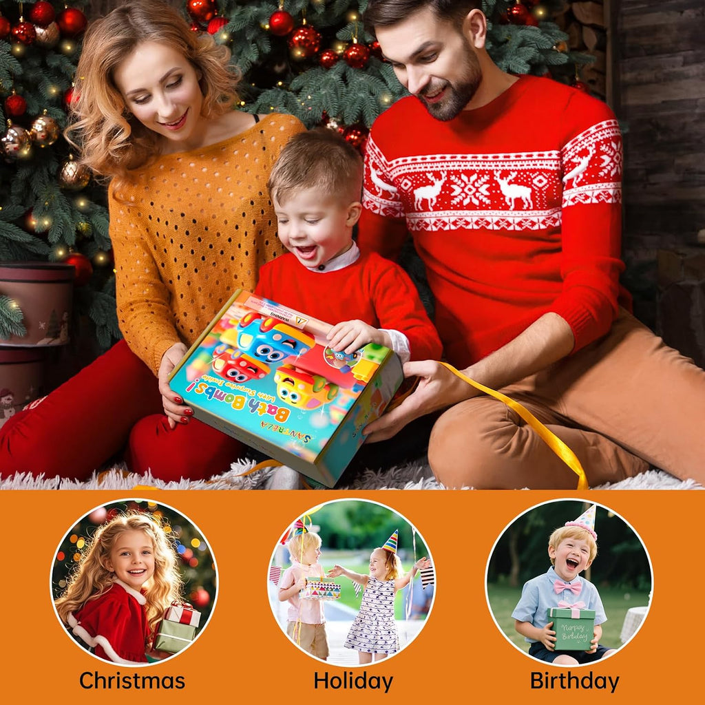 Bath Bombs for Kids with Toys Inside, 6 Pack Kids Bath Bombs with Surprise Car Bath Toys for Boys Girls, Fizzy Bubble Bath Ball Includes Pull-Back Vehicles Cars, Gift for Birthday Halloween Christmas
