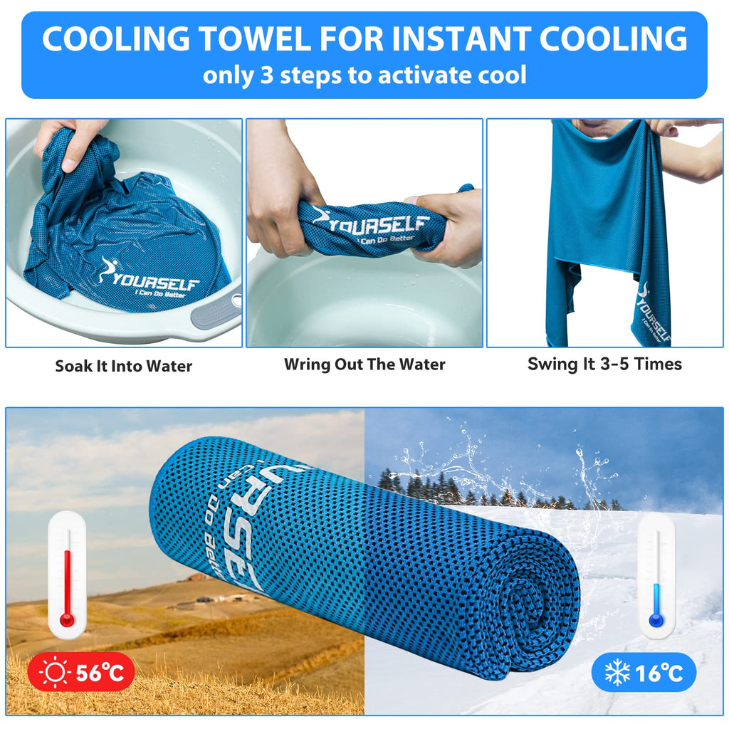 SYOURSELF Cooling Towel, Cooling Towels for Neck,40" x 12"Ice Towel for Instant Cooling Relief, Soft Breathable Chilly Towel, Perfect Yoga, Golf, Sports, Gym, Workout, Athletes Towel (1PC-Orange)