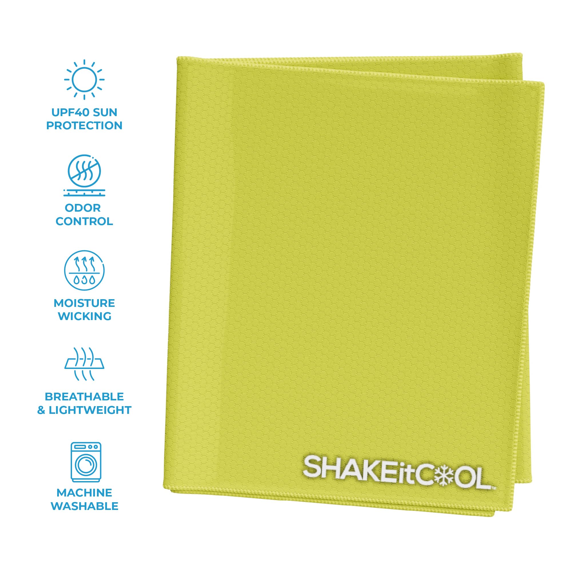 SHAKEitCOOL Extended Size Cooling Towel – Be Cool in Style - Heat Relief, Soft, Lightweight, Sun Protection, Easy Clean - Perfect for Biking, Hiking, Running, Yoga, Golf - Blue Purple Wave M
