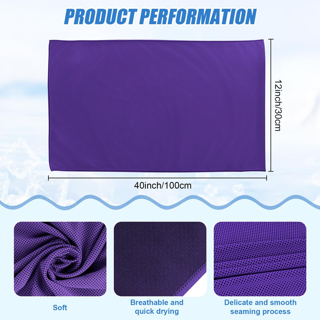 4 Pack Cooling Towels Cloth for Neck and Face, Ice Cool Towel Cold Rags for Sports Gym Fitness Yoga Running Tennis Baseball Hiking Camping(Y-4PACK-02)