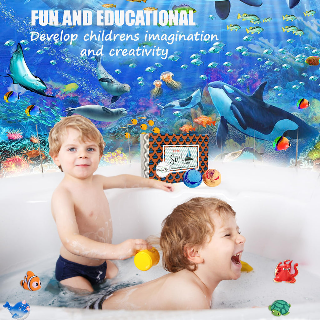Bath Bombs for Kids with Surprise Inside - Organic Bath Fizzies with Toys Inside. All Natural, Gentle, and Kids Safe, Rainbow Spa Bath Fizz Balls, Birthday Gifts for Boys, Toddlers, Baby