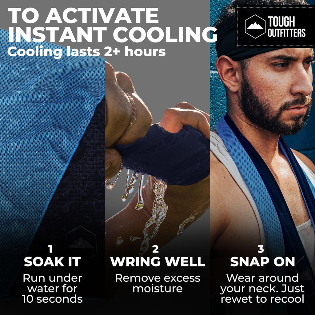 Tough Outdoors Cooling Towels for Neck Face - Neck Cooling Towel for Hot Weather Yoga Sports Golf Sweat - Instant Cold Towel