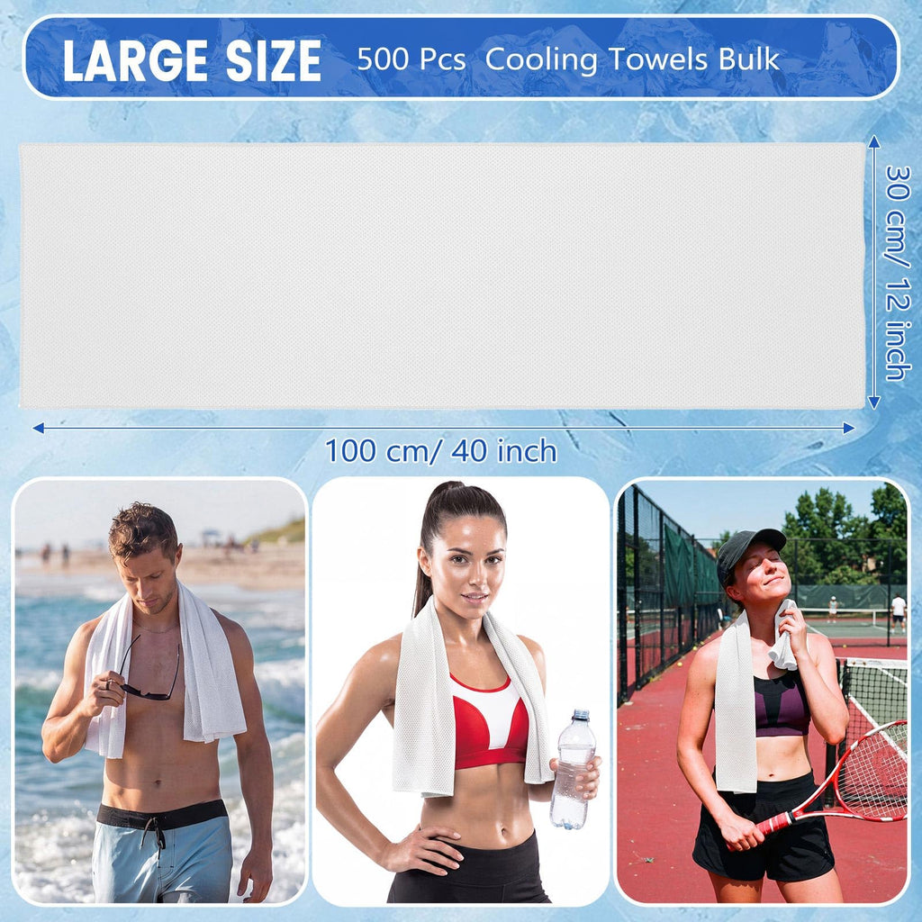 Hosuly 1000 Pack Cooling Towels Bulk 40 x 12 Inch Large Chilly Breathable Sweat Sports Cold Towels Sublimation Microfiber Ice Neck Rag for Hot Weather Workout Gym Team Gift (Dark Blue)